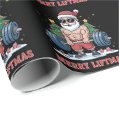 Merry Liftmas Weightlifting Santa Fitness Gym ラッピングペーパー (ロールコーナー)