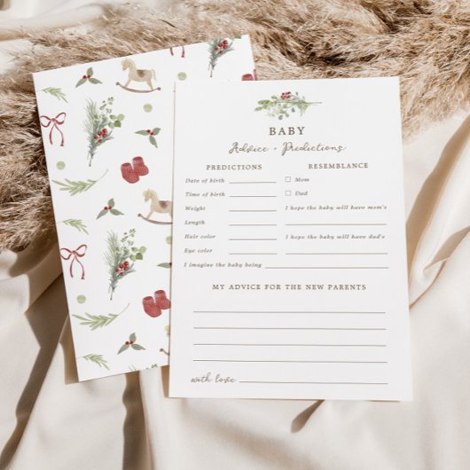 Merry Little Baby Shower Advice Predictions Card 招待状