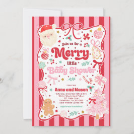 Merry Little Baby Shower Christmas Coquette Bow  招待状