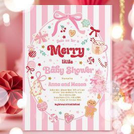 Merry Little Baby Shower Christmas Coquette Bow  招待状