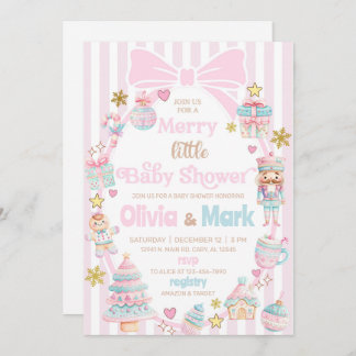 Merry little baby shower Christmas invitation. 招待状