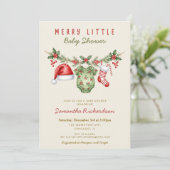 Merry little baby shower cute baby shower clothes 招待状 (スタンド正面)