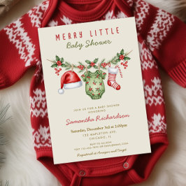 Merry little baby shower cute baby shower clothes 招待状