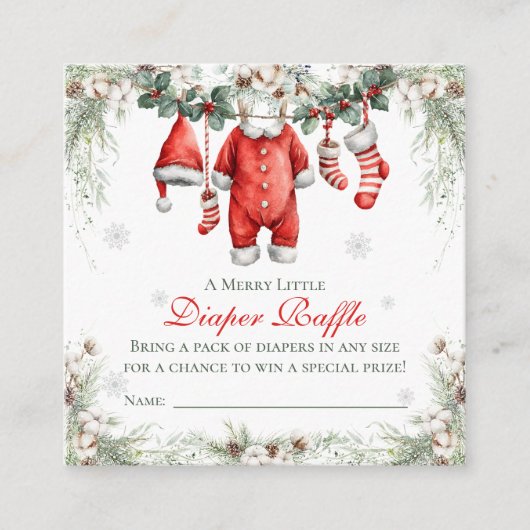 Merry Little Baby Shower Diaper Raffle エンクロージャーカード (正面)