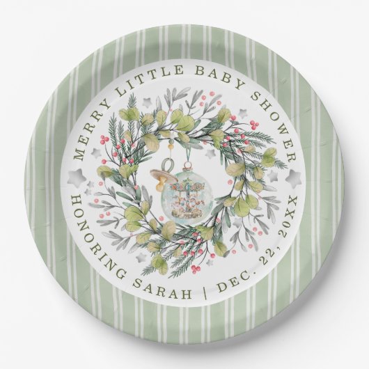 Merry Little Baby Shower Dinner Plates ペーパープレート (正面)