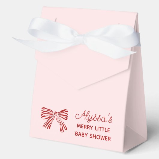 Merry Little Baby Shower Favor Boxes with Red Bow フェイバーボックス (正面)