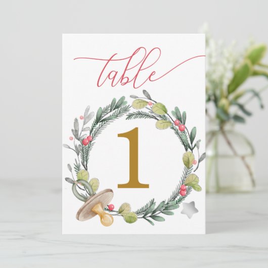 Merry Little Baby Shower Gold Table Numbers 招待状 (スタンド正面)