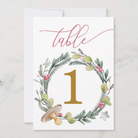 Merry Little Baby Shower Gold Table Numbers 招待状 (裏面)