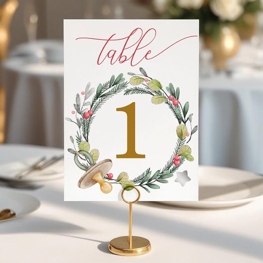 Merry Little Baby Shower Gold Table Numbers 招待状