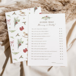 Merry Little Baby Shower Guess Who Game Card 招待状