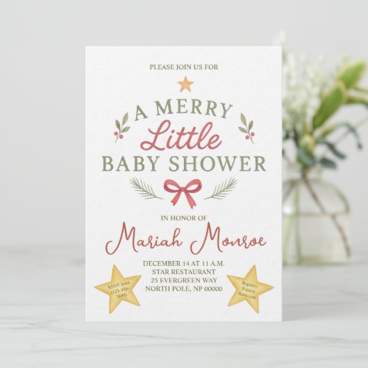 Merry Little Baby Shower Invitation 招待状 (スタンド正面)