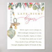Merry Little Baby Shower Late Night Diapers Sign ポスター (正面)