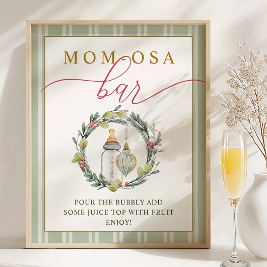 Merry Little Baby Shower Mom-osa Bar Sign ポスター