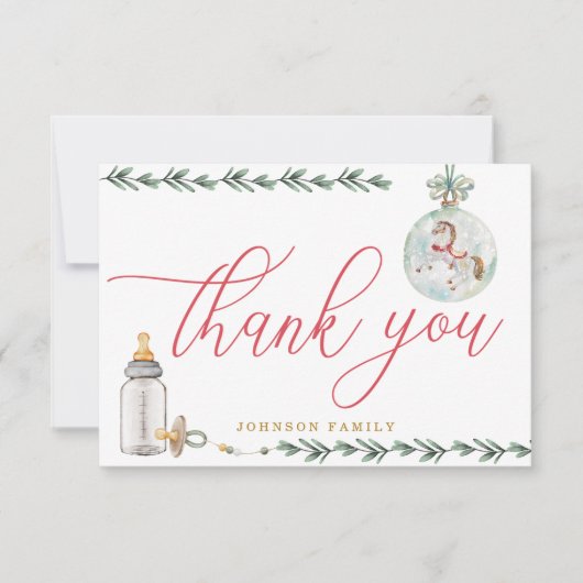 Merry Little Baby Shower Personalized  サンキューカード (正面)