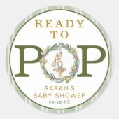 Merry Little Baby Shower “Ready to Pop” Favor ラウンドシール (正面)