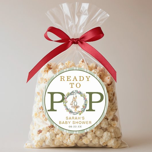 Merry Little Baby Shower “Ready to Pop” Favor ラウンドシール