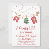 Merry Little Baby Shower Santa Baby 招待状 (正面)