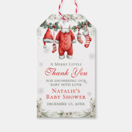 Merry Little Baby Shower Santa Clothesline ギフトタグ
