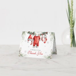 Merry Little Baby Shower Santa Clothesline サンキューカード