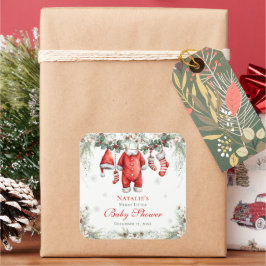 Merry Little Baby Shower Santa Clothesline スクエアシール