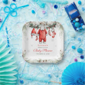 Merry Little Baby Shower Santa Clothesline ペーパープレート (パーティー)