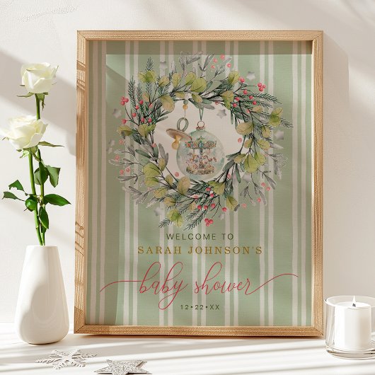 Merry Little Baby Shower Welcome Sign ポスター