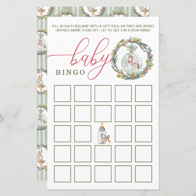 Merry Little Baby Shower Winter Baby Bingo Game (正面/裏面)