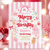 Merry Little Birthday Party Christmas Coquette Bow 招待状
