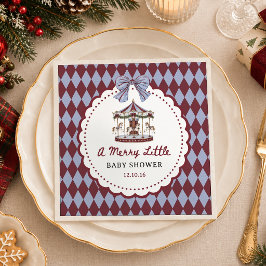 Merry Little Carousel Christmas Baby Shower スタンダードカクテルナプキン