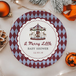 Merry Little Carousel Christmas Baby Shower ペーパープレート