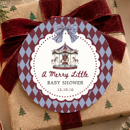 Merry Little Carousel Christmas Baby Shower ラウンドシール