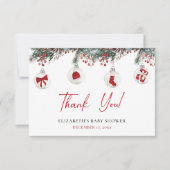 Merry Little Christmas Baby Shower サンキューカード (正面)