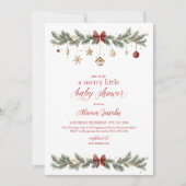Merry Little Christmas Baby Shower Xmas Tree 招待状 (正面)