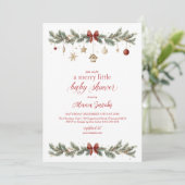 Merry Little Christmas Baby Shower Xmas Tree 招待状 (スタンド正面)
