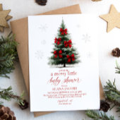 Merry Little Christmas Baby Shower Xmas Tree 招待状