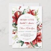 Merry Little Christmas Berry Floral Bridal Shower  招待状 (正面)