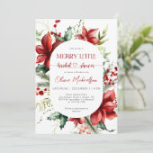 Merry Little Christmas Berry Floral Bridal Shower  招待状 (スタンド正面)