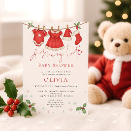 Merry Little Christmas Clothesline Baby Shower 招待状