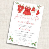 Merry Little Christmas Clothesline Baby Shower 招待状