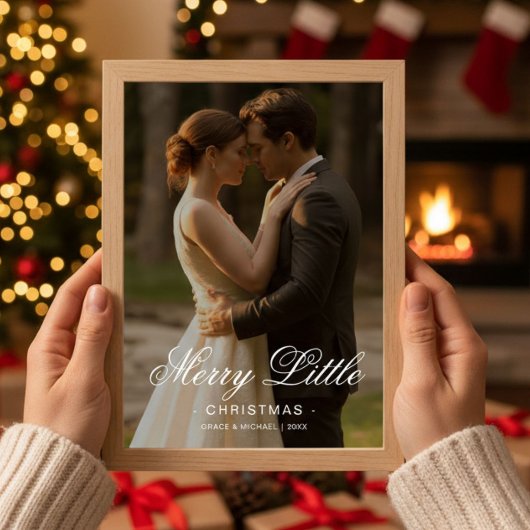 Merry Little Christmas Elegant Couple Card シーズンカード