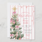 Merry Little Christmas Girl Baby Shower 招待状 (正面)