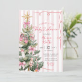 Merry Little Christmas Girl Baby Shower 招待状 (スタンド正面)