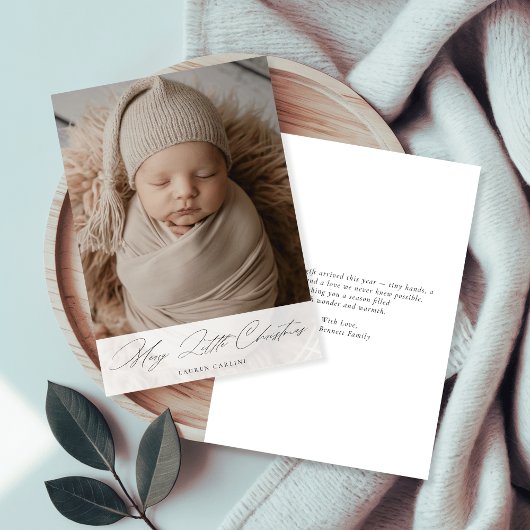 Merry Little Christmas Newborn Cute Baby Photo シーズンカード