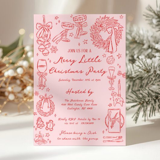 Merry Little Christmas Party Invitation 招待状