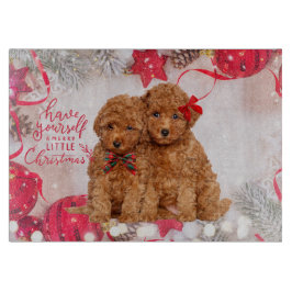 Merry Little Christmas Poodle Puppies  カッティングボード