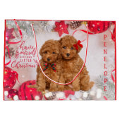 Merry Little Christmas Poodle Puppies Personalized ラージペーパーバッグ (裏面)