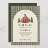 Merry Little Christmas Rustic Baby Shower   招待状 (正面/裏面)