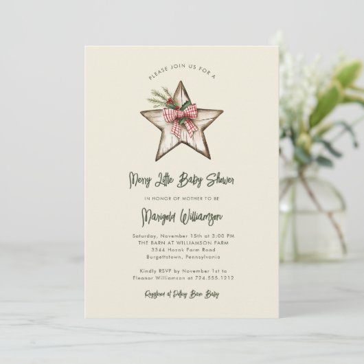 Merry Little Christmas Rustic Baby Shower  Invitat 招待状 (スタンド正面)