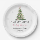 Merry Little Christmas Tree Baby Shower ペーパープレート (正面)