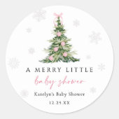 Merry Little Christmas Tree Baby Shower ラウンドシール (正面)